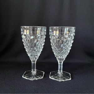 # 1 - Set of 2 - 10 oz Fostoria American - Water Goblets - Vintage